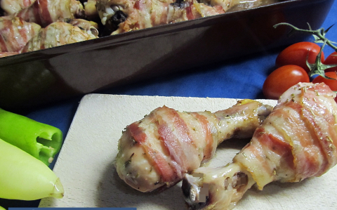 Baconbe tekert csirkecomb