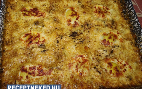 Sült tarja gombával és sajttal