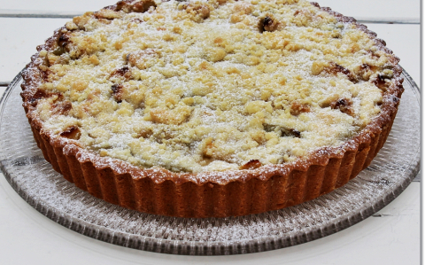 Rebarbarás-almás pite édes morzsával