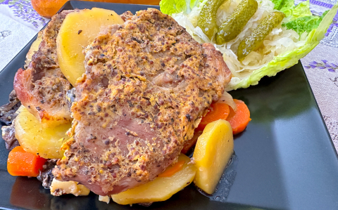 Mustáros tarja sült zöldségekkel