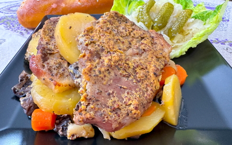 Mustáros tarja sült zöldségekkel
