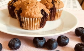Áfonyás, vaníliás, zabpelyhes muffin