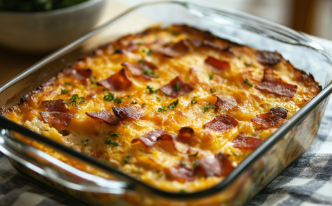Sajtos-baconös rakott csirkemell